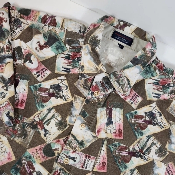 Cutter & Buck Other - CUTTER & Buck Mens XL Cotton Golf Button Up Camp Shirt Loud Retro Vintage Print